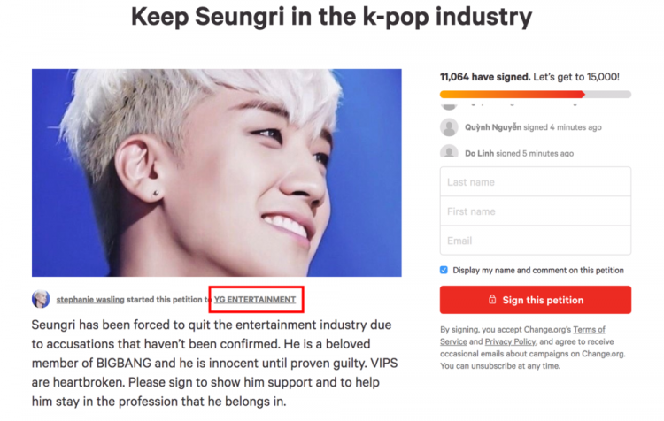 Hơn 10000 chữ kí đòi giữ Seungri ở lại Kpop anh ấy vẫn vô tội cho đến khi cảnh sát nói có tội - image 2