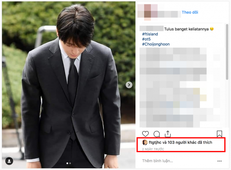 Nhởn nhơ trước tội lỗi mại dâm của mình Choi Jong Hoon thản nhiên like dạo trên instagram như có gì - image 1