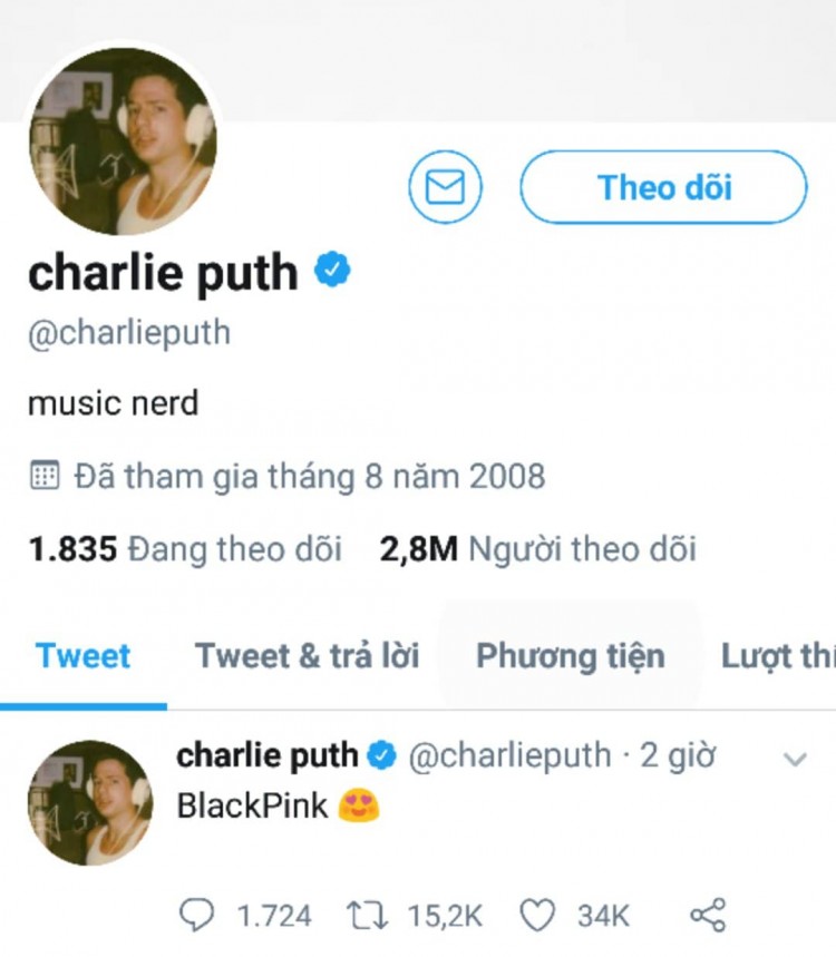 Sau BTS Jungkook Charlie Puth lại gọi yêu BlackPink fan xỉa xói thấy nổi là bú fame - image 1